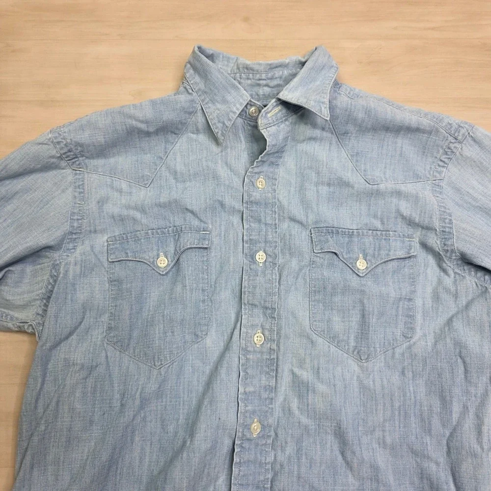 Polo Ralph Lauren New Classic Western Light Wash Size Medium Button Down Shirt